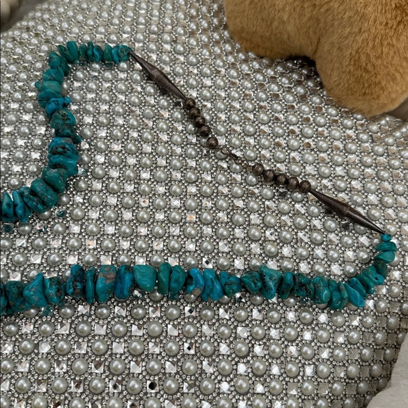 🤩Vintage OLD PAWN NATIVE AMERICAN INDIAN NUGGET TURQUOISE NECKLACE NAVAJO PEARL - Picture 16 of 16